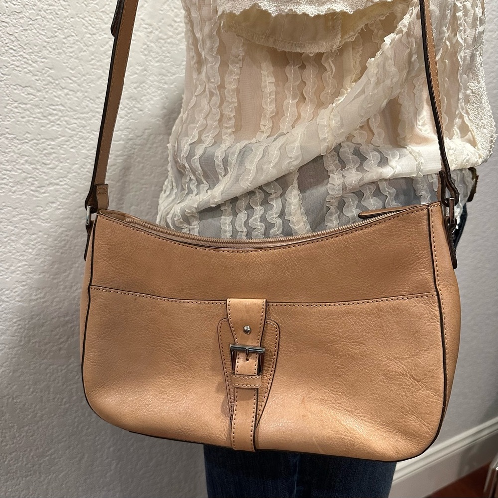 Etienne Aigner Y2K East West Vintage‎ Natural Tan Leather Shoulder Bag Purse - Picture 2 of 11